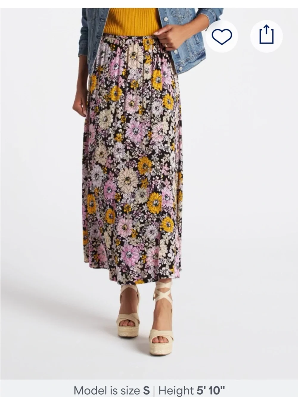 BB Dakota by Steve Madden Floral Maxi Skirt in Black, Pink, Yellow, Cream - Picture 2 of 5